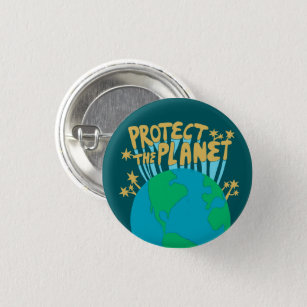 PROTECT THE PLANET SAVE EARTH Eco Green 3 Cm Round Badge