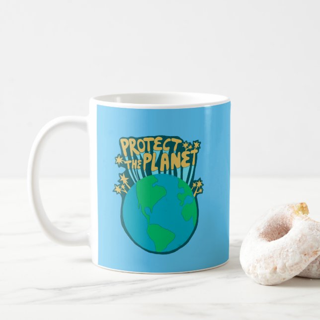 PROTECT THE PLANET SAVE EARTH Eco Green Coffee Mug (With Donut)