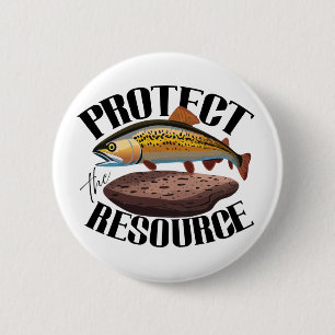Protect The Resource With Rainbow Trout In Habitat 6 Cm Round Badge