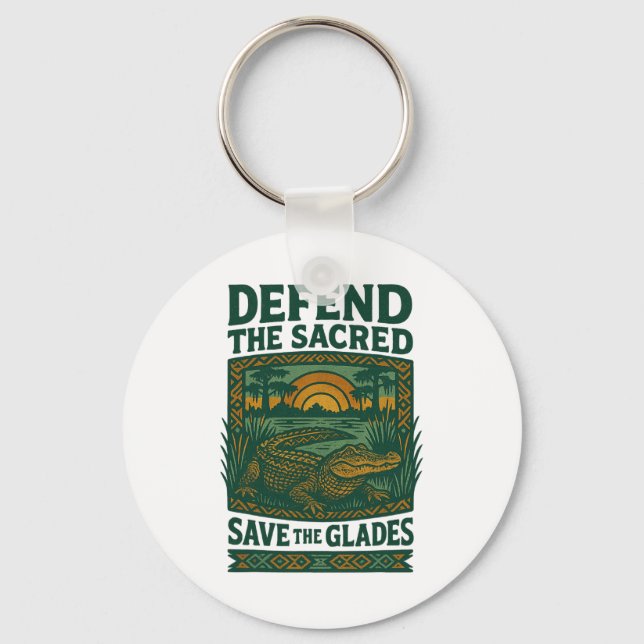 Protect The Sacred Save Everglade Alligator Protes Key Ring (Front)