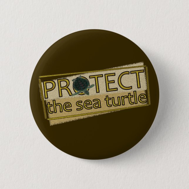 Protect the Sea Turtle 6 Cm Round Badge (Front)