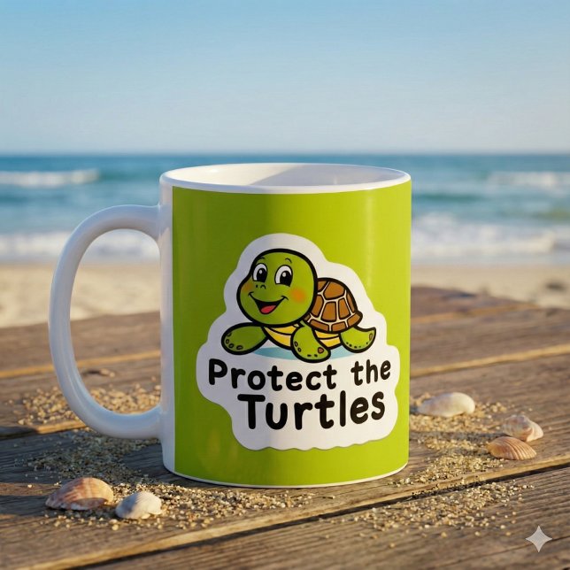 Protect The Turtles Mug (Spread awareness with this adorable, "Protect the turtles" mug! )