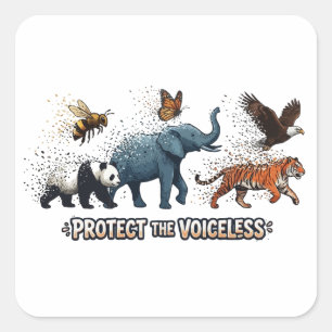 Protect The Voiceless Endangered Animals Wildlife  Square Sticker