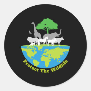 Protect The Wildlife Nature Earth Day Save Safari  Classic Round Sticker