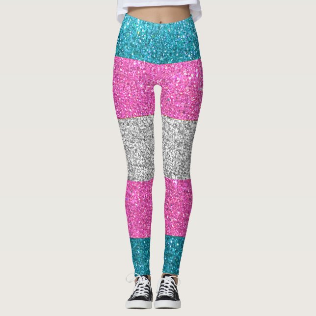 Protect Trans Glitter LGBTQ Queer Fashion Stylish Leggings (Front)