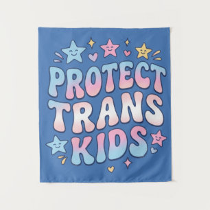 Protect Trans Kids Kawaii Stars Retro Pride Tapestry