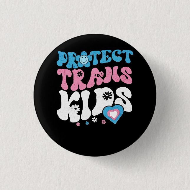 Protect Trans Kids LGBT Pride Transgender Colour G 3 Cm Round Badge (Front)