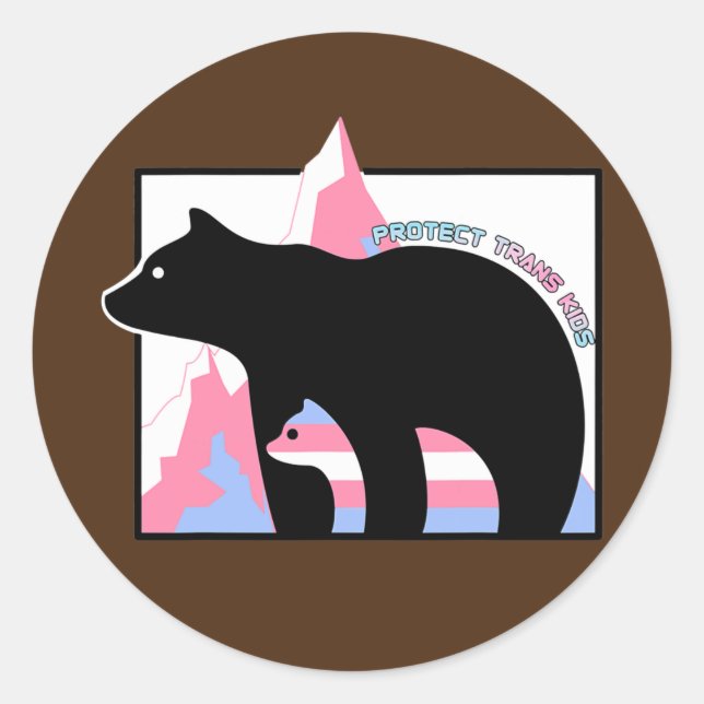Protect Trans Kids Mama Bear Transgender  Classic Round Sticker (Front)