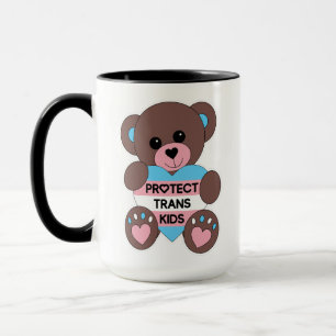 Protect Trans Kids Pride Flag Teddy Bear Mug