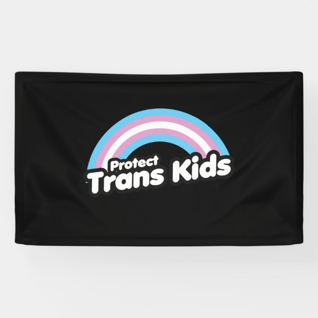 Protect Trans Kids - Rainbow Banner (Horizontal)