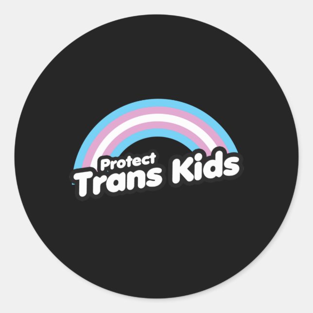 Protect Trans Kids - Rainbow Classic Round Sticker (Front)