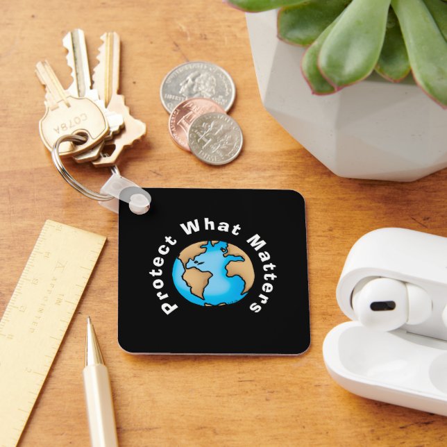 Protect What Matters Eco Earth Design Key Ring (Desk)