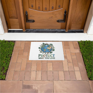 Protect What You Love" Environmental Earth Design Doormat
