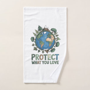 Protect What You Love" Environmental Earth Design Hand Towel