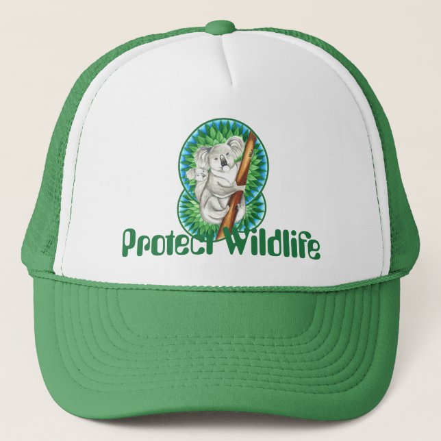 Protect Wildlife Cute Koala Mum and Joey Trucker Hat (Front)