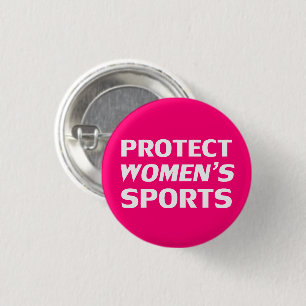 Protect women’s sports magenta modern typography 3 cm round badge