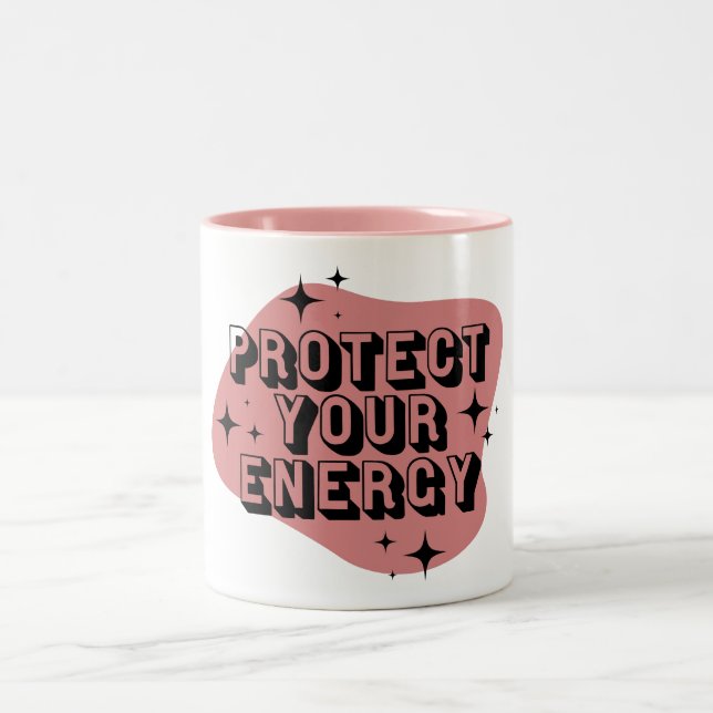 Protect Your Energy 3 Two-Tone Coffee Mug (Center)