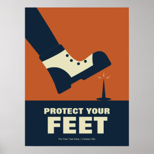 Protect Your Feet Workspace Safety Retro Poster
