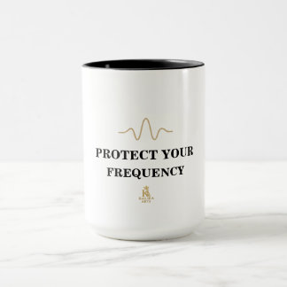 PROTECT YOUR FREQUENCY – Minimal Gold Wave Energy Mug