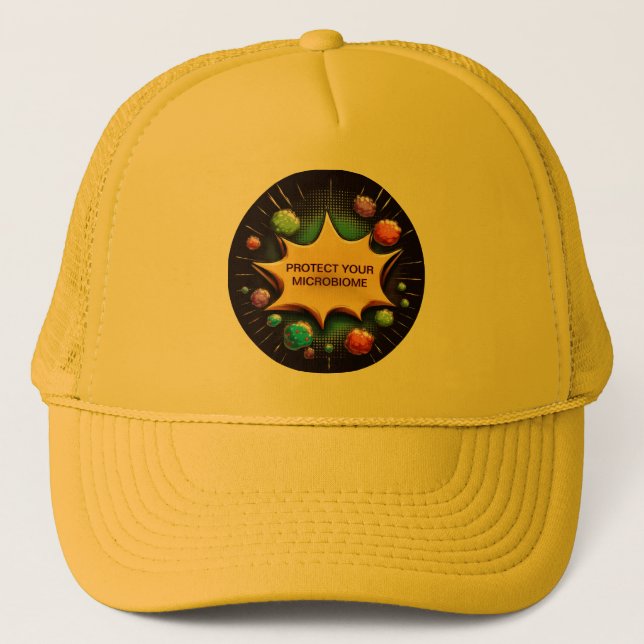 Protect Your Microbiome Probiotics For Gut Health Trucker Hat (Front)
