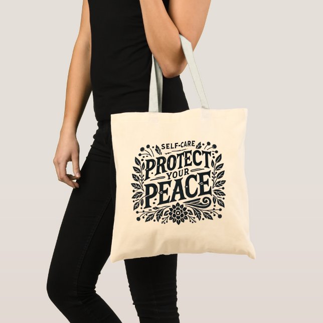 Protect Your Peace Inspirational Tote Bag (Front (Product))