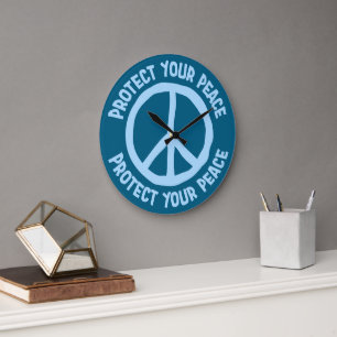 Protect Your Peace Mental Health Wellness Mindful Large Clock