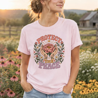 Protect Your Peace | Mindful Self Care Floral T-Shirt