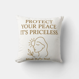 Protect Your Peace — Minimalist Self-Care Quote Cushion