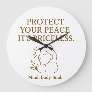 Protect Your Peace — Minimalist Self-Care Quote Large Clock