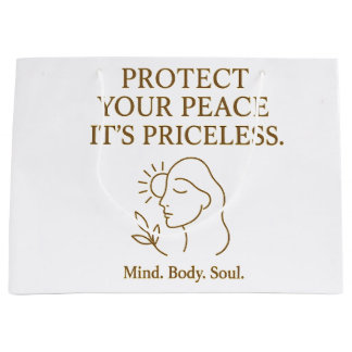 Protect Your Peace — Minimalist Self-Care Quote Large Gift Bag