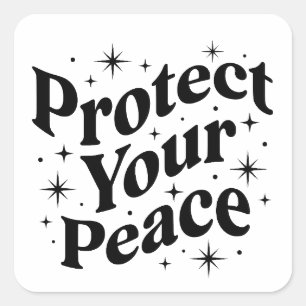 Protect Your Peace Retro Groovy Quote Square Sticker