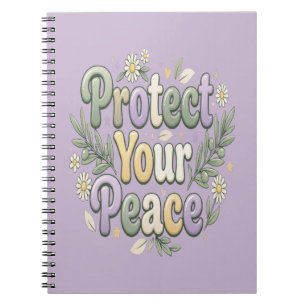 Protect Your Peace – Self Care Bubble Typography f Notebook