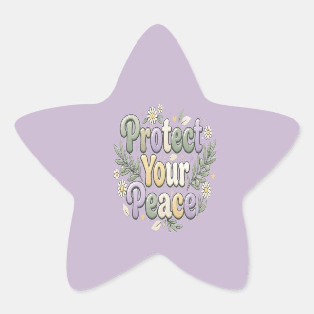 Protect Your Peace – Self Care Bubble Typography f Star Sticker (Front)