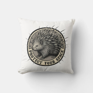 Protect Your Space Vintage Porcupine Art Cushion