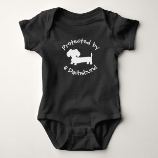 Protected by a Dachshund - Baby Wiener Dog Lover B Bodysuit