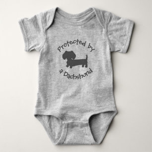 Protected by a Dachshund - Baby Wiener Dog Lover Baby Bodysuit