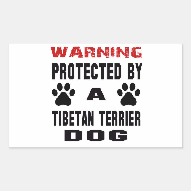 Protected By A Tibetan terrier Dog Rectangular Sticker (Front)