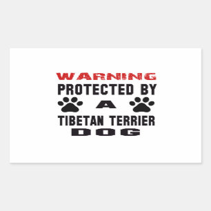Protected By A Tibetan terrier Dog Rectangular Sticker