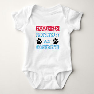 Protected by an American Staffordshire Terrier Dog Baby Bodysuit