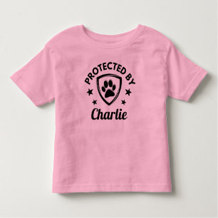 "Protected By" Custom Dog Name Cute Toddler T-Shirt