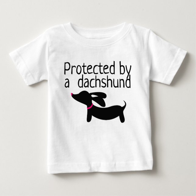 Protected by Dachshund Toddle Girl or Boy Shirt (Front)