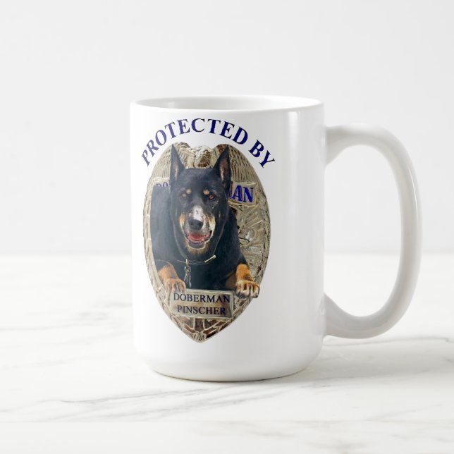 Protected By Doberman Pinscher Coffee Mug (Right)