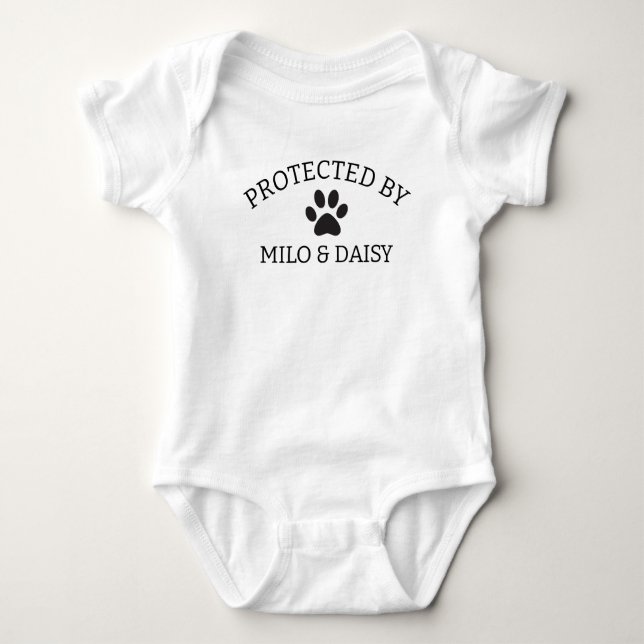Protected By Dog , Best Friend Dog Shirt, Baby Sho Baby Bodysuit (Front)