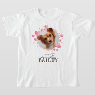 Protected by Dog Custom Pet Photo Pink Hearts T-Shirt