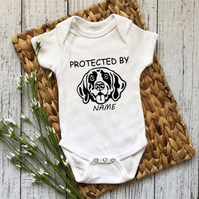 Protected By Dog Personalised baby bodysuit & dog (Creator Uploaded)