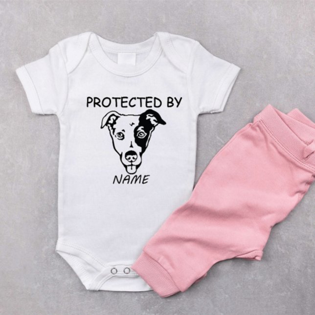Protected By Dog Personalised baby bodysuit & dog (Creator Uploaded)
