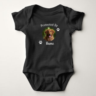 Protected By Dog Personalised Photo Baby Bodysuit