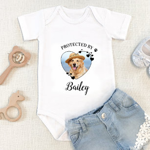 Protected By Dog Security Personalised Pet Photo Baby Bodysuit