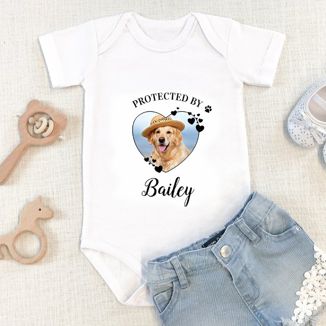 Protected By Dog Security Personalised Pet Photo Baby Bodysuit (Creator Uploaded)