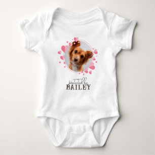 Protected by Pet Dog  Personalised Photo Hearts Baby Bodysuit